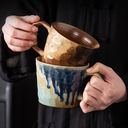 Ceramic Retro Glaze Coffee Cup with Handle