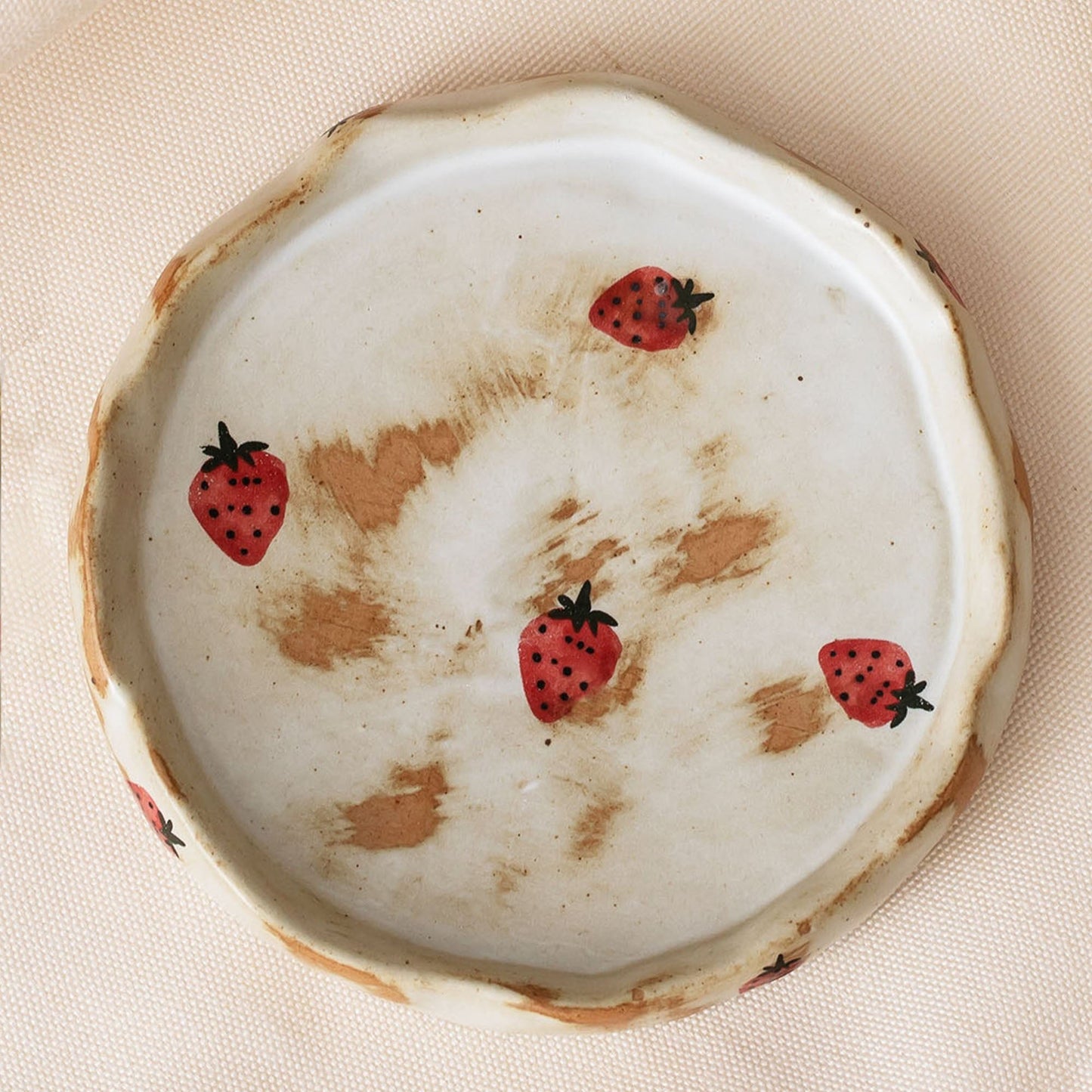 Hand Painted Strawberry Ceramic Coffee Cup & Saucer