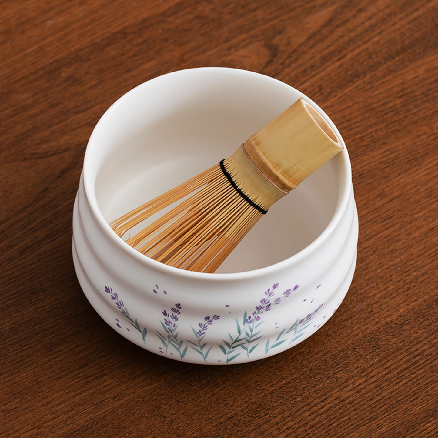 Matcha Set Hand-painted Lavender Matcha Bowl and Chasen Holde And With Bamboo Whisk Bamboo Scoop