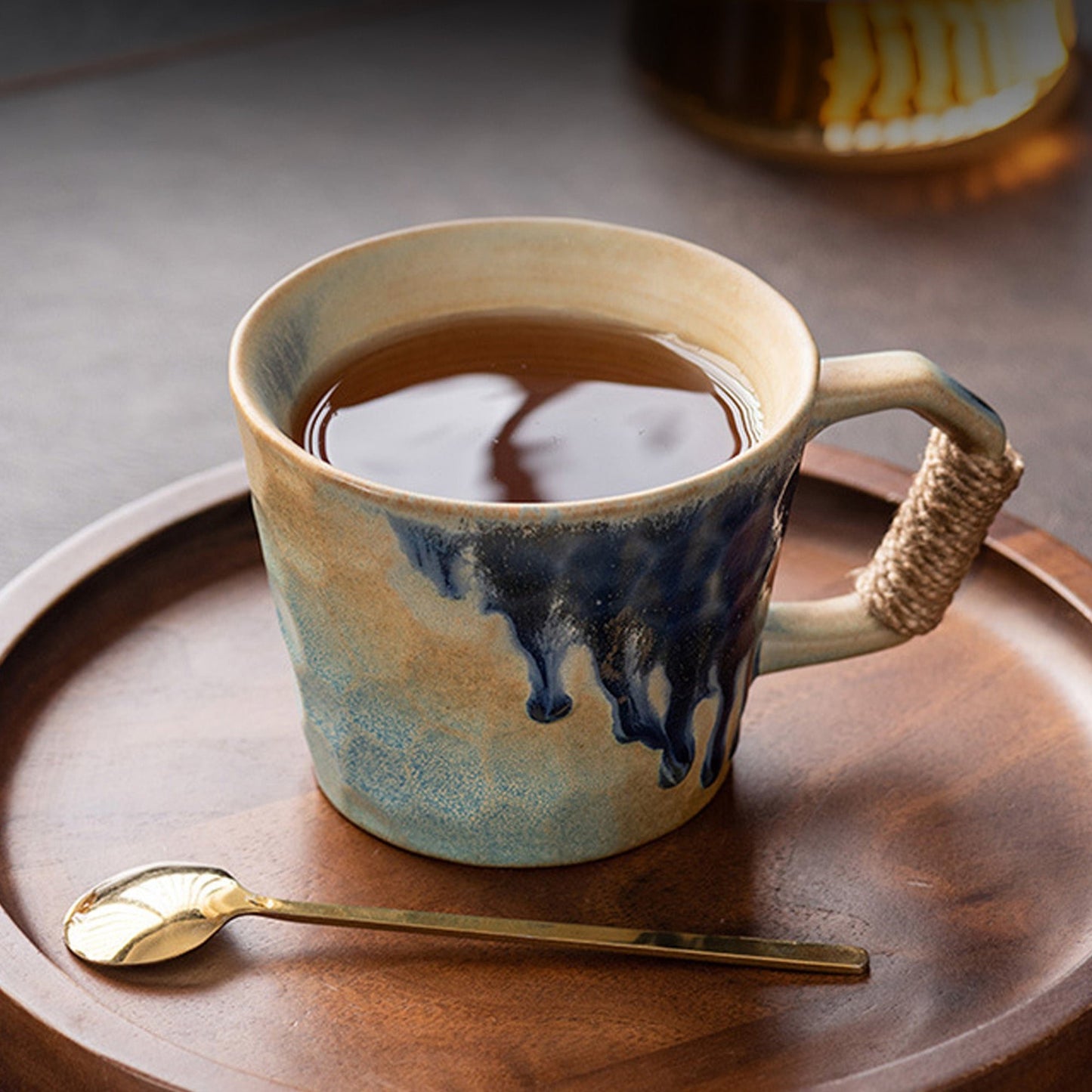 Ceramic Retro Glaze Coffee Cup with Handle