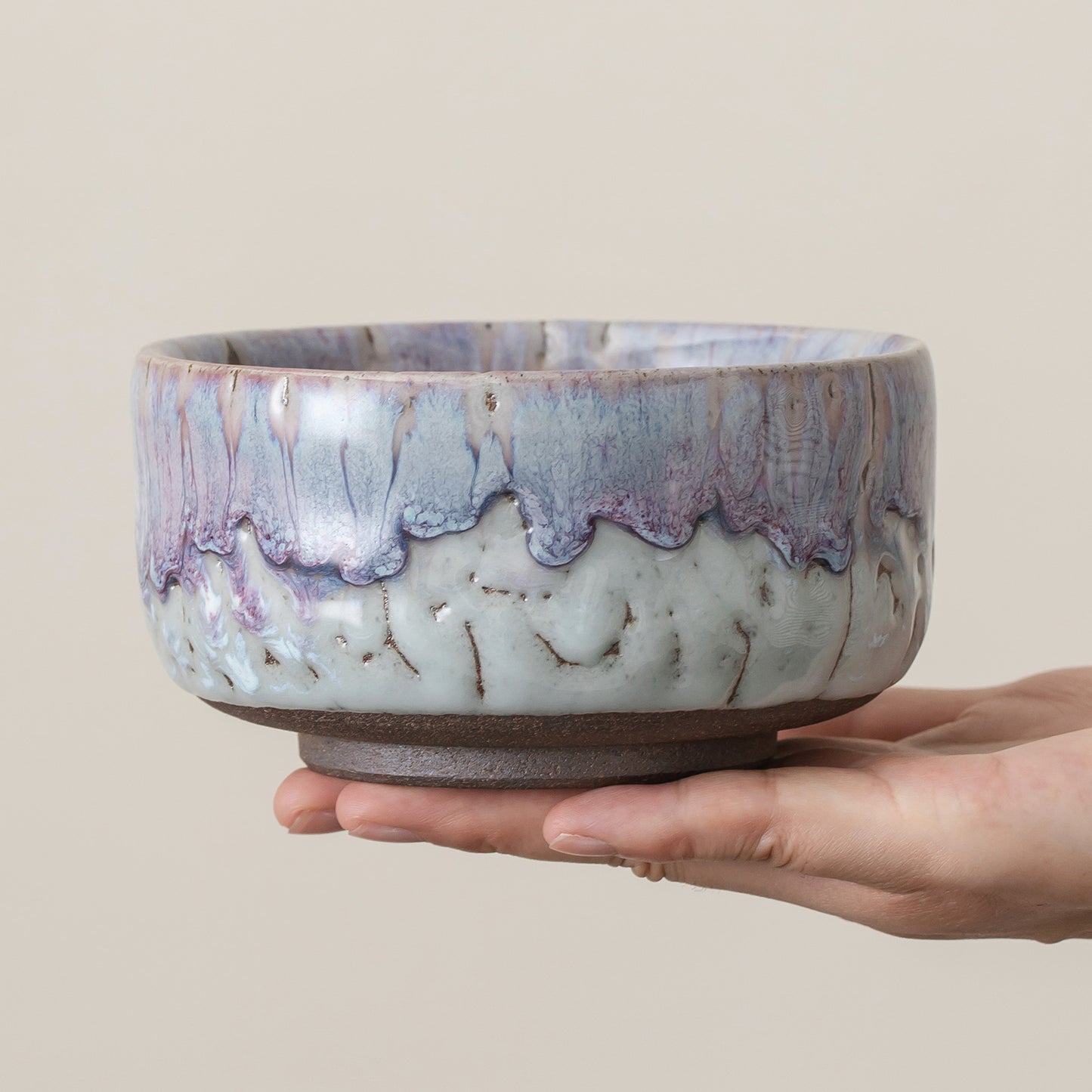 Handmade Pottery Purple Natural Glaze Matcha Bowl Set of 4, Matcha Gift Set, Personalized Gifts