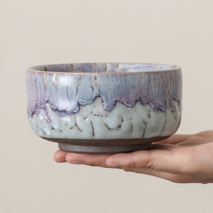 Handmade Pottery Purple Natural Glaze Matcha Bowl Set of 4, Matcha Gift Set, Personalized Gifts