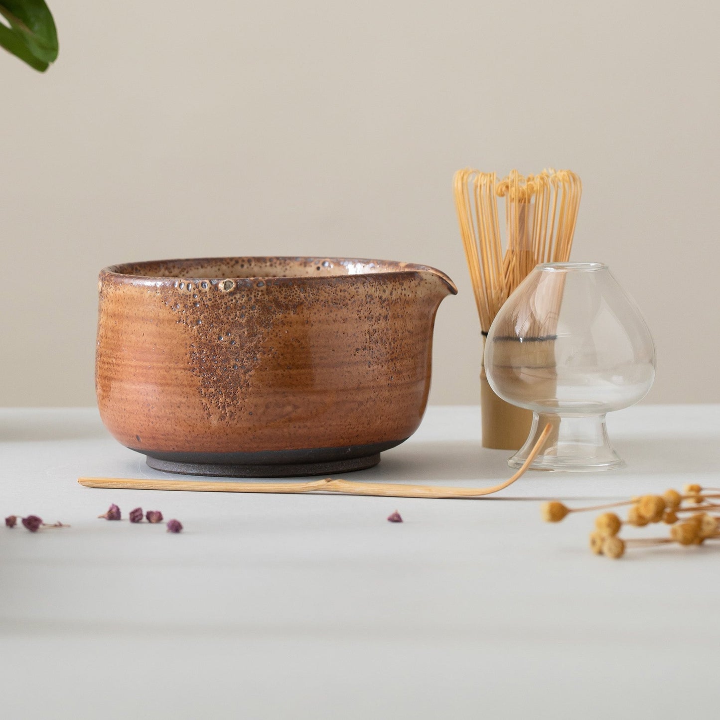 Handmade Vintage Brown Matcha Set Japanese Tea Set, Matcha Bowl Set with Spout Set of 4, Personalized Gifts