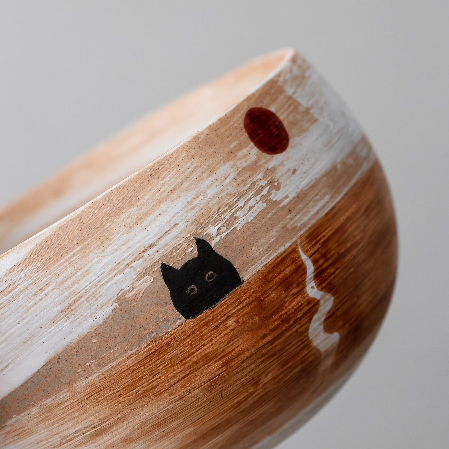 Hand Painted Black Cat with Sunrise Matcha Bowl Set with Spout, Bamboo Whisk | Chasen Holder, Birthday Gift