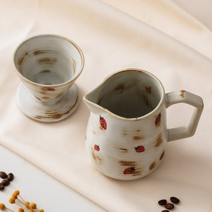 Hand Painted Strawberry Ceramic Coffee Dripper Set