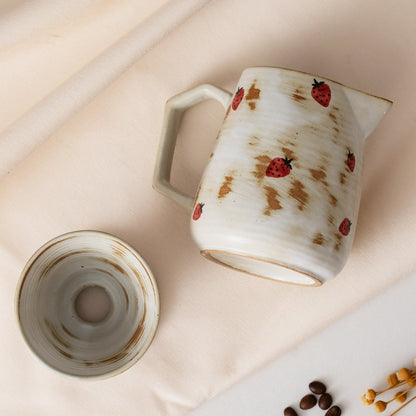 Hand Painted Strawberry Ceramic Coffee Dripper Set