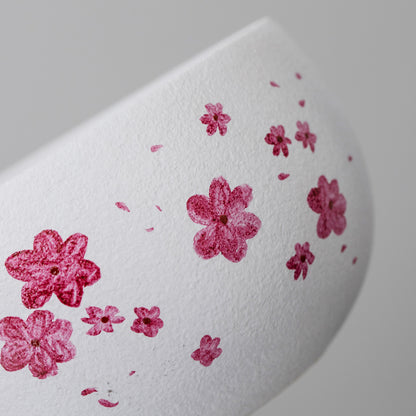 Hand Painted Cherry Blossom Ceramic Sakura Matcha Bowl with Spout Matcha Ceremony Set