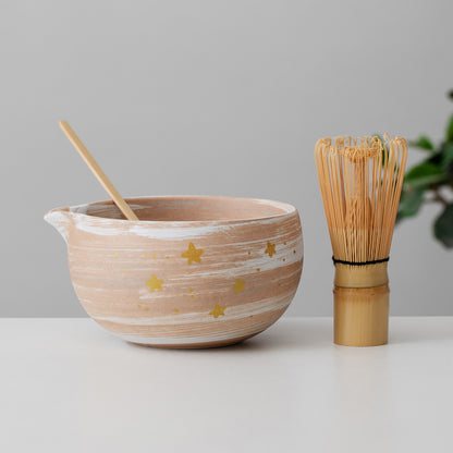 Hand Painted Stars Matcha Bowl with Spout, Starry Sky Matcha Kit, Matcha Tea Ceremony Set Matcha Gift Set