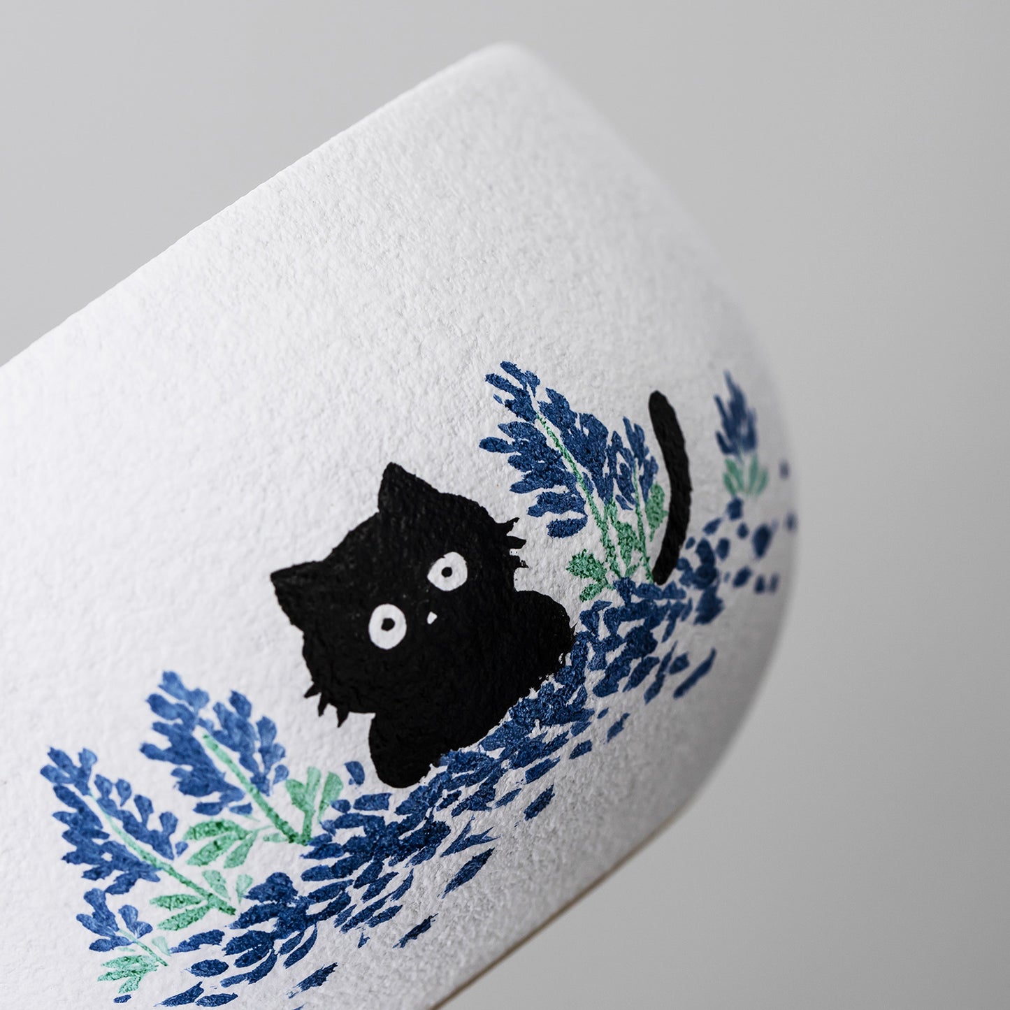 Hand Painted Cute Black Cat and Bluebonnet Matcha Gift Set Matcha Bowl Set with Spout Gift for Her