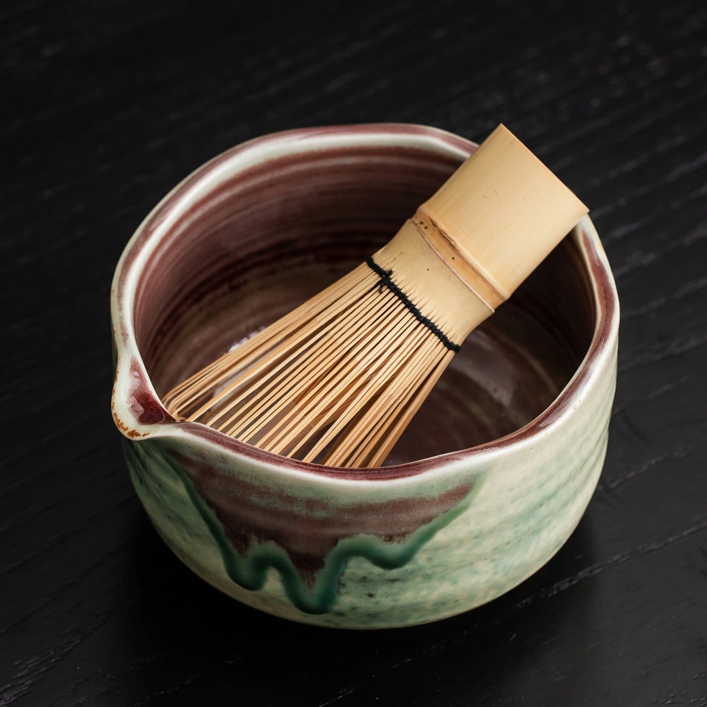 Handmade Natural Green Matcha Bowl with Chasen Holder and Bamboo Whisk Gift, Housewarming Gift