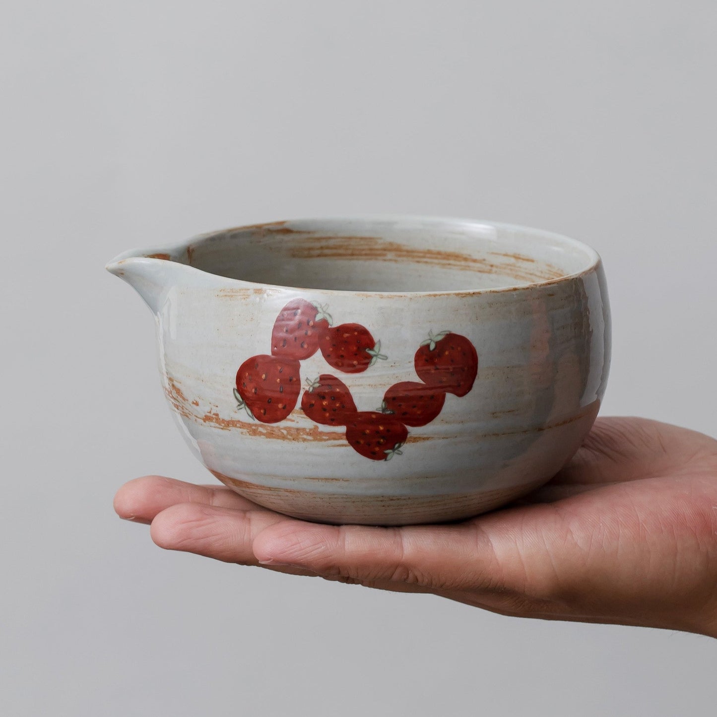 Hand Painted Cute Strawberry Matcha Set Bowl Set of 4 with Chasen Holder, Bamboo Whisk and Scoop Matcha Gift Set