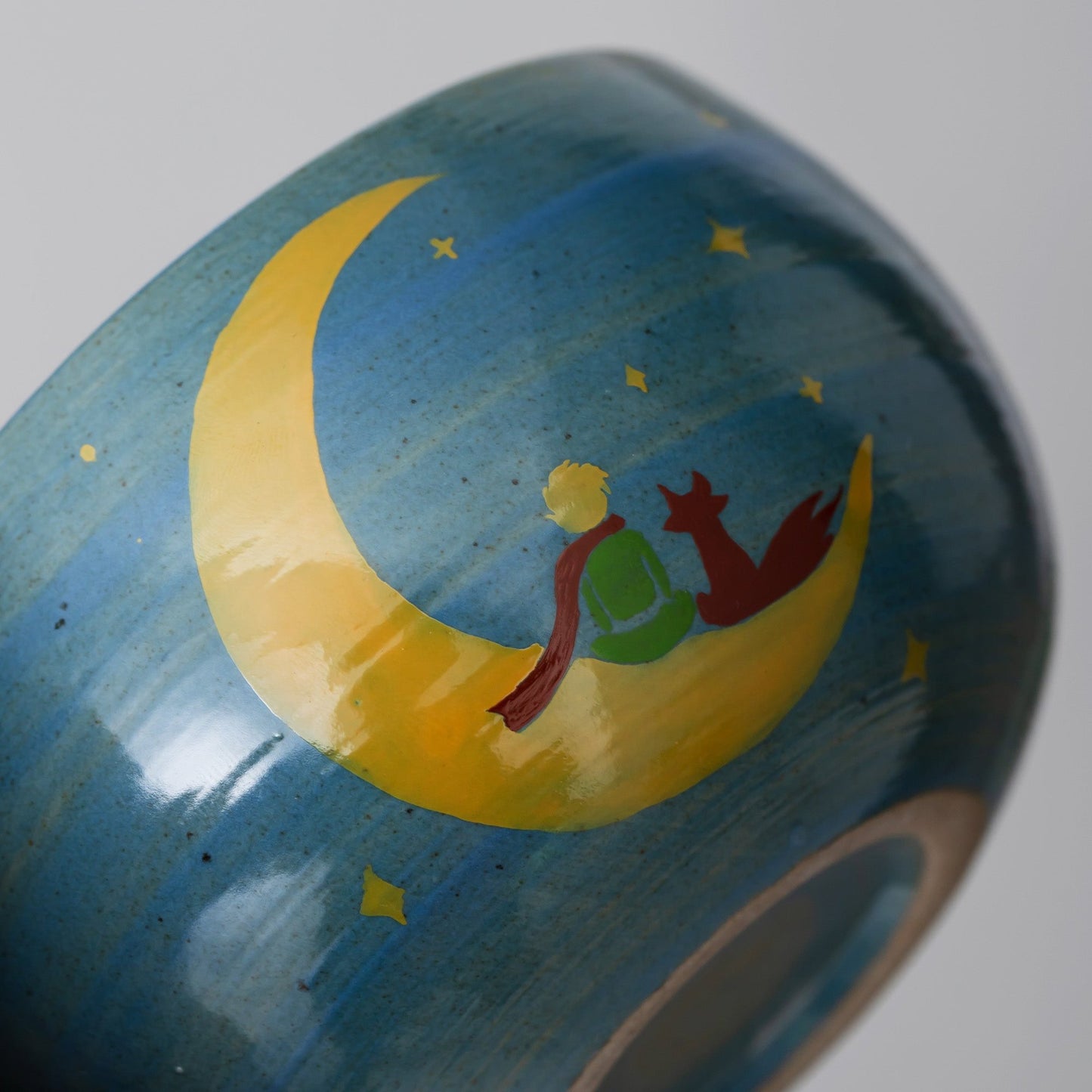 Hand Painted Moon Boy Matcha Bowl with Bamboo Whisk and Chasen Holder Personalized Matcha Gift Set