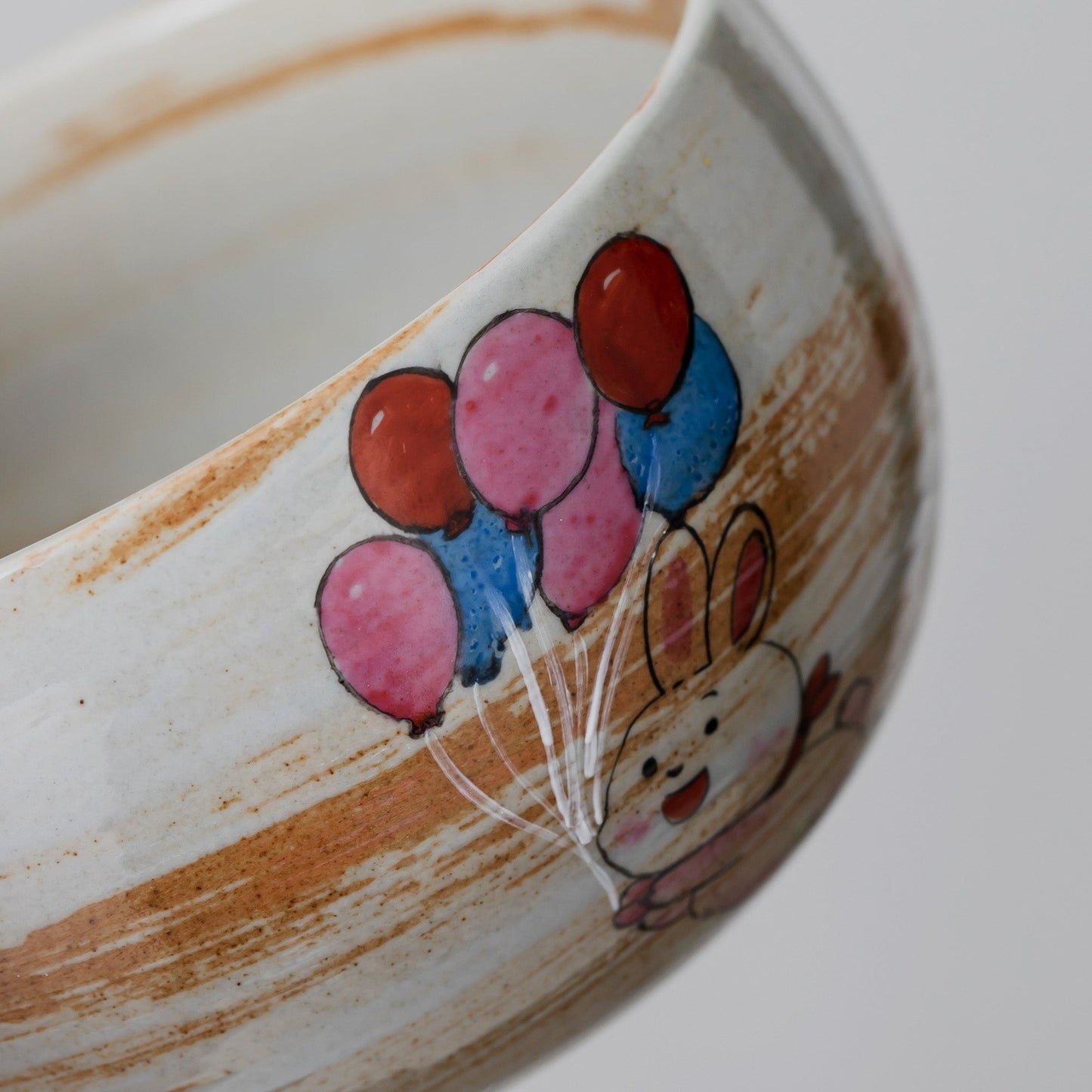 Hand Painted Balloon Rabbit Matcha Bowl Set with Spout Matcha Kit Tea Set Gift Ideas