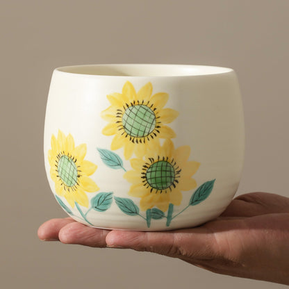 Hand Painted Sunflower Matcha Bowl Set with Bamboo Whisk and Chasen Holder – Ideal Gift Set