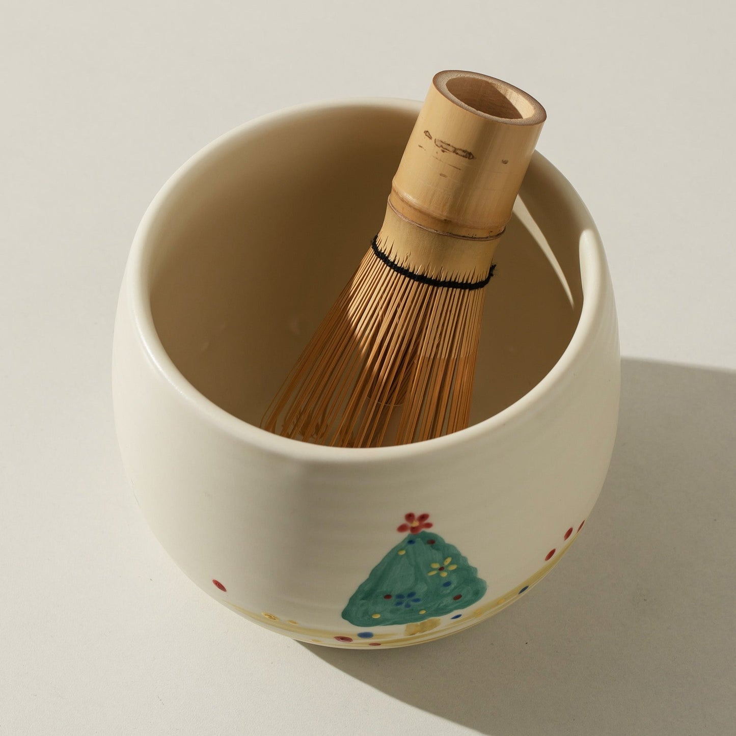 Hand Painted Christmas Tree fir Matcha Kit Bowl with Chasen Holder Set Bamboo Whisk & scoop, Christmas Gift Ideas