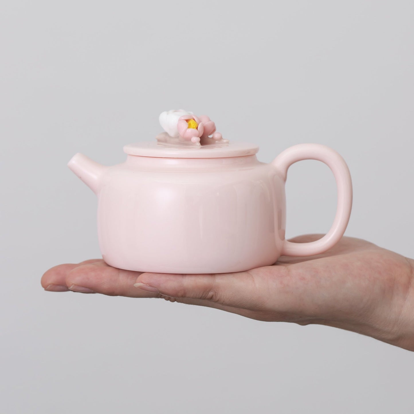 Handmade Flower Porcelain Pink Flower Tea Pot