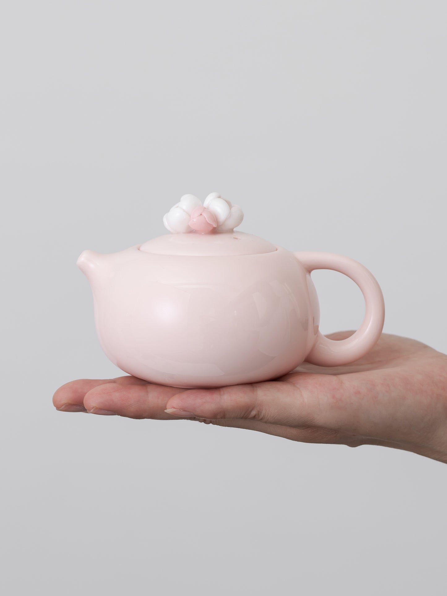 Handmade Flower Porcelain Pink Flower Tea Pot