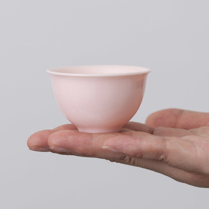 Handmade 3D Flower Pink Ceramic Teacup Kungfu Teacup Set of 2