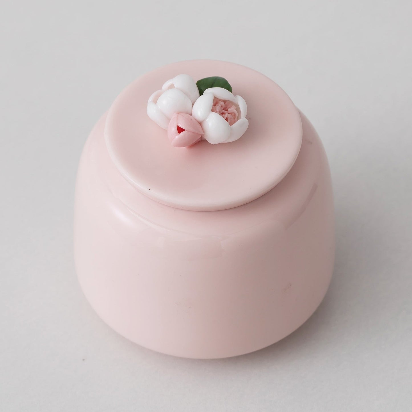 Handmade Porcelain Pink Flower Tea Jar, Candy Jar 200ml