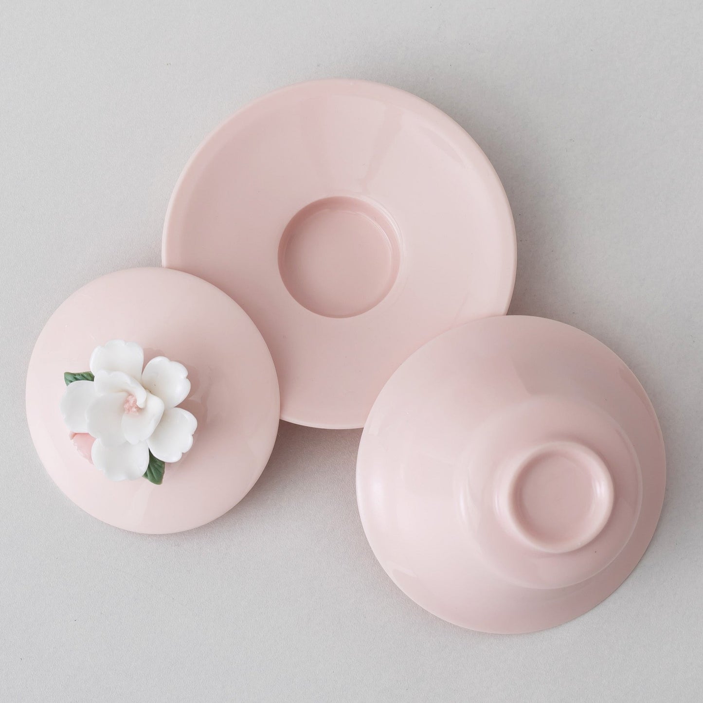 Handmade Flower Pink Gaiwan Porcelain Flower Tea Ware 120ml