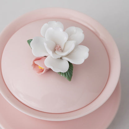 Handmade Flower Pink Gaiwan Porcelain Flower Tea Ware 120ml