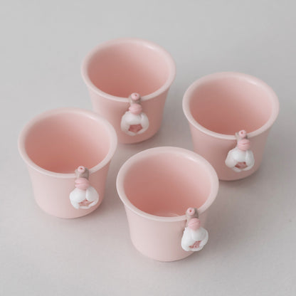 Handmade Set of 2 Porcelain Flower Tea Cups 60ml, Kung Fu Tea Cups