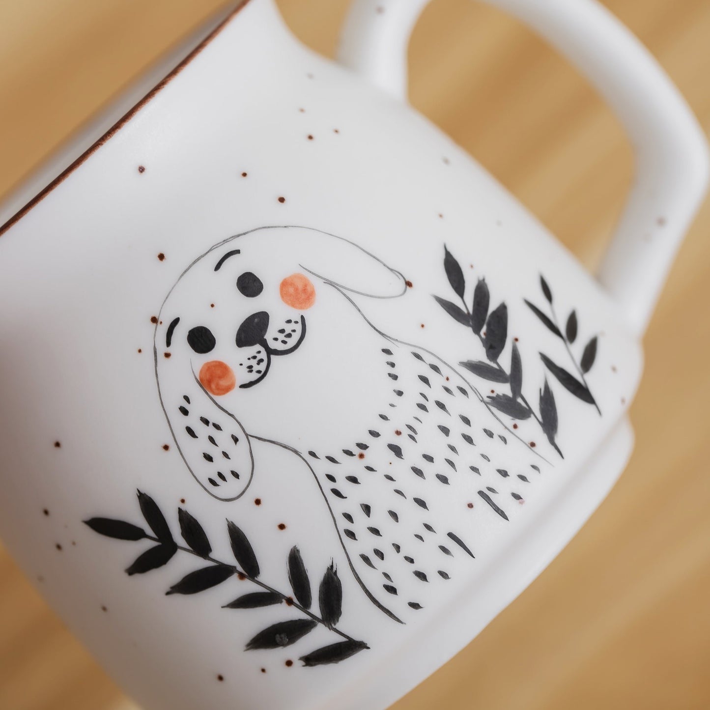 Hand Painted Cute Dalmatian Ceramic Coffee Mug Cute Dog Water Cup Milk Cup