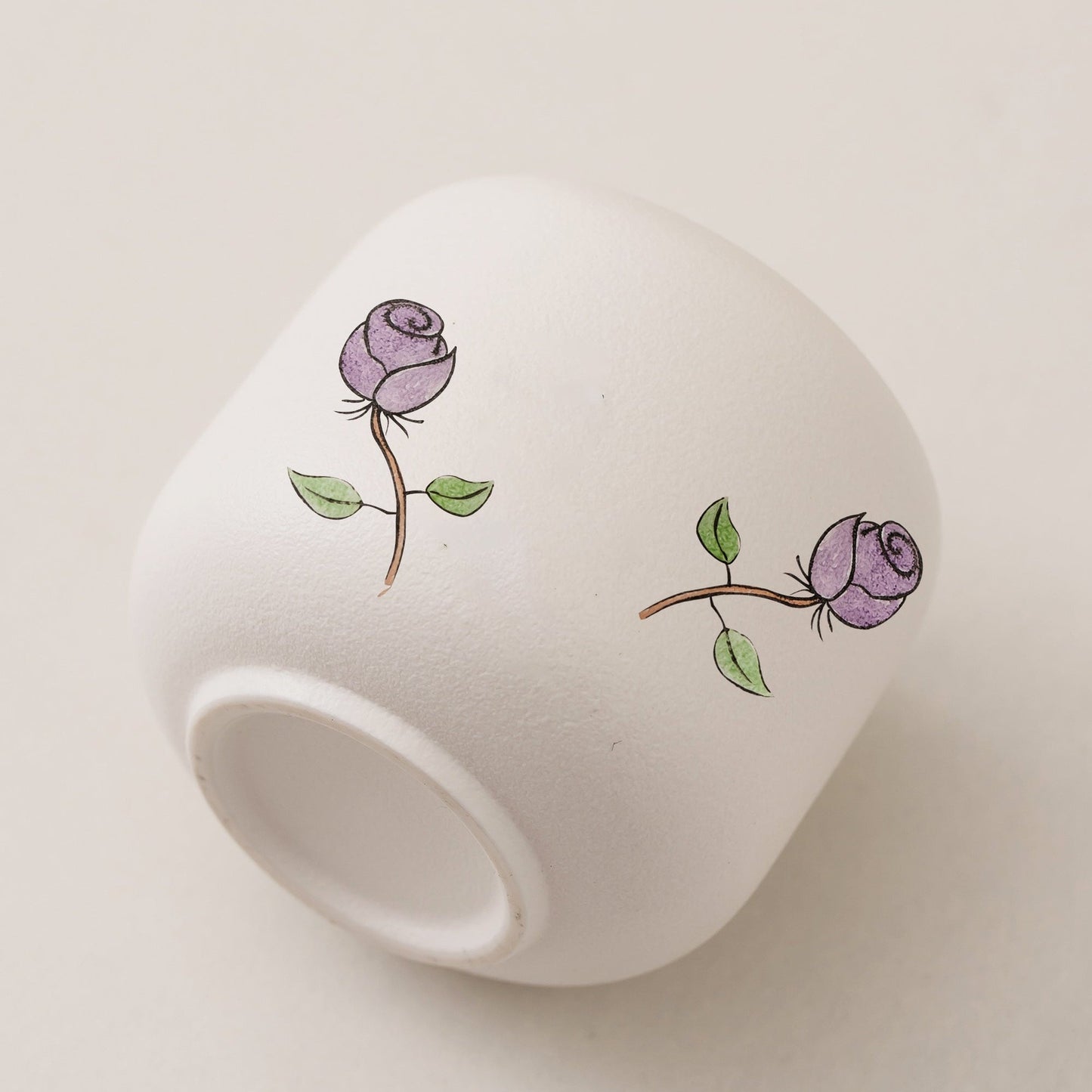 Hand Painted Purple Rose Elegant White Pet Urn  Personalized Cat & Dog Pet Urn, Custom Carved Pottery Keepsake Urn