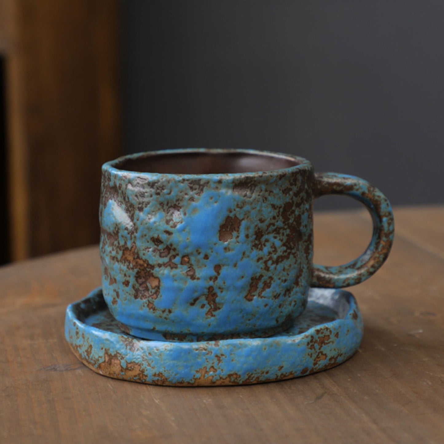 Ceramic Hand drawn vintage Coffee Cup Teacup with plate