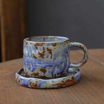 Ceramic Hand drawn vintage Coffee Cup Teacup with plate