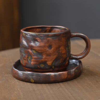 Ceramic Hand drawn vintage Coffee Cup Teacup with plate