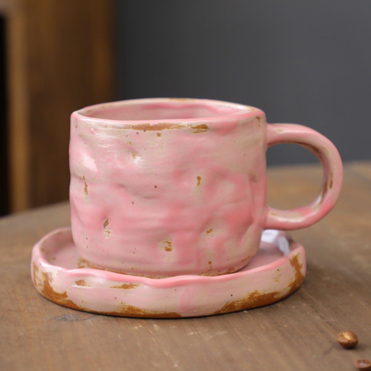 Ceramic Hand drawn vintage Coffee Cup Teacup with plate